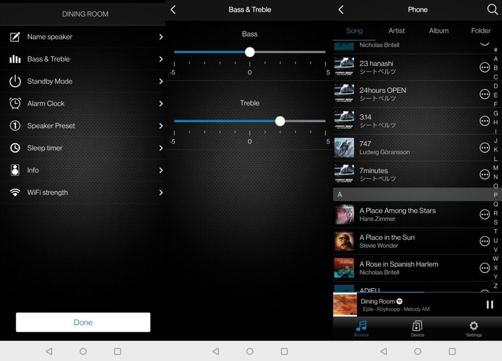 Interfaz de la aplicación de control Audio Pro C10 MkII