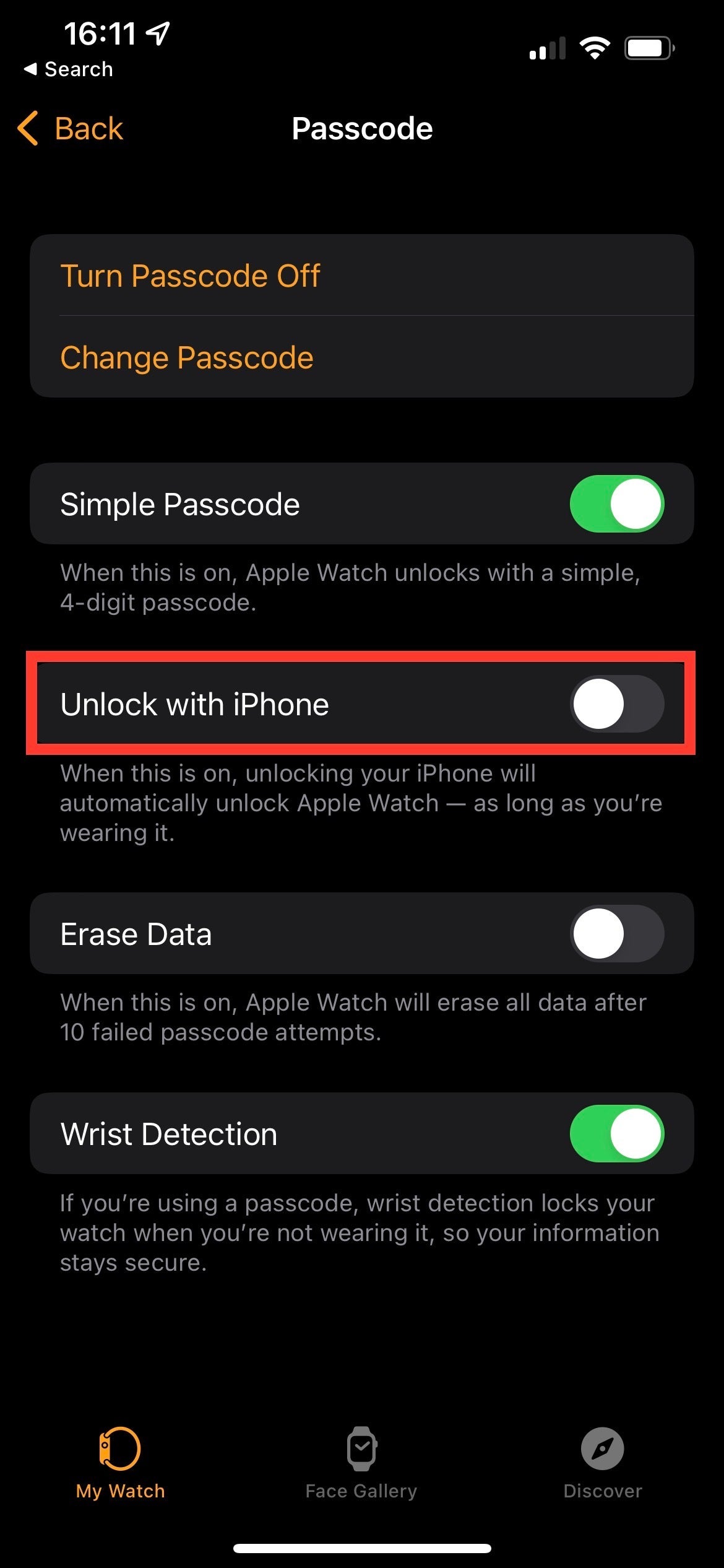 Click the box that says Unlock with iPhone