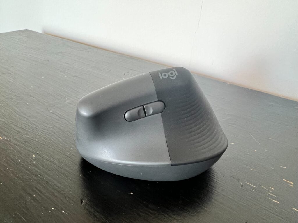 The Logitech Lift from the side with two buttons showing 