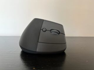 The Logitech Lift mouse with the scroll wheel showing