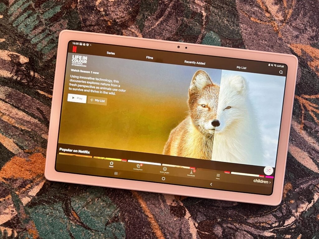 Tab A7 on Netflix show with a wolf