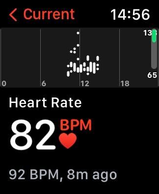 The heart rate app in Apple Watch