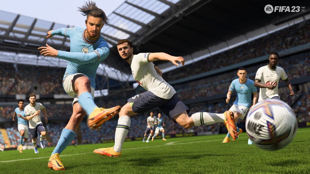 Jack Grealish attempting to score in FIFA 23