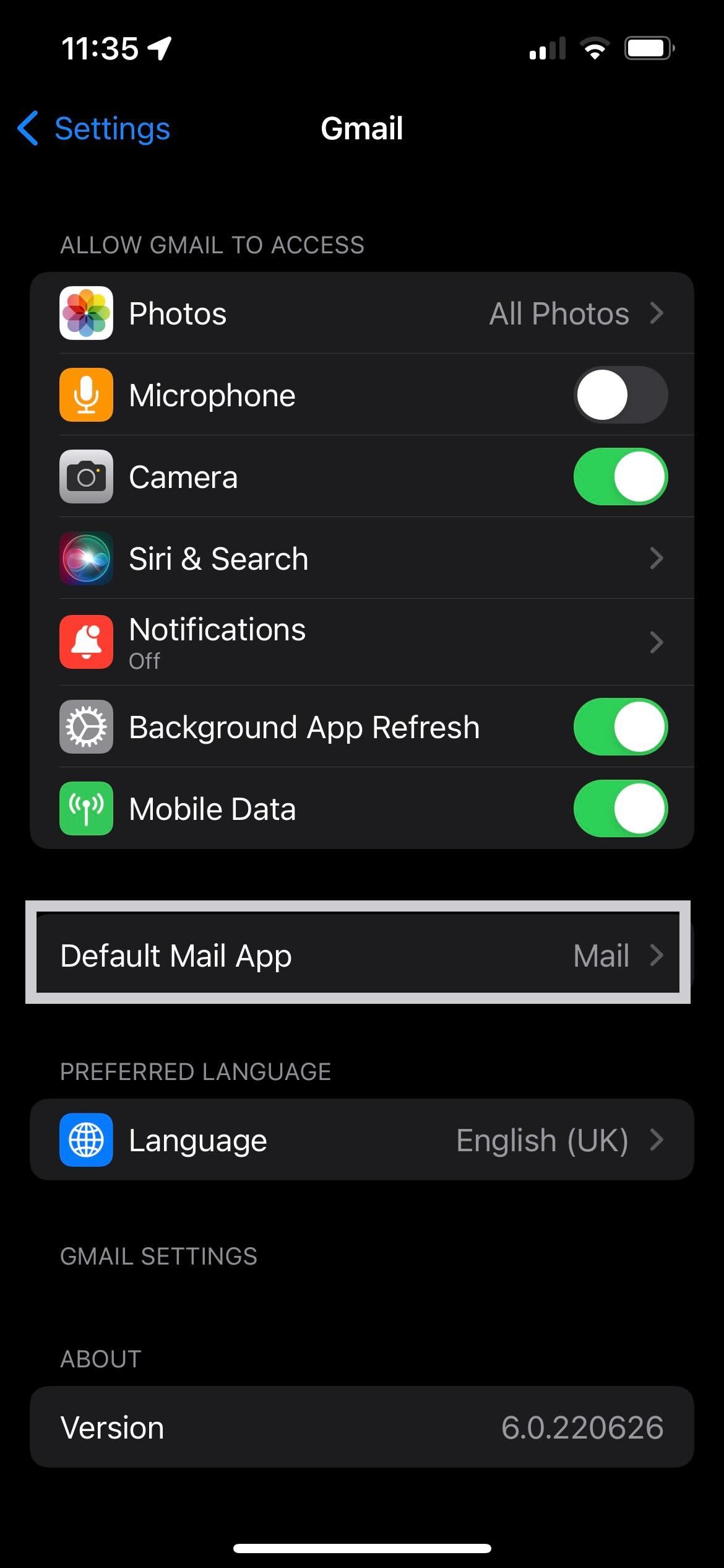The Default Mail App on iOS