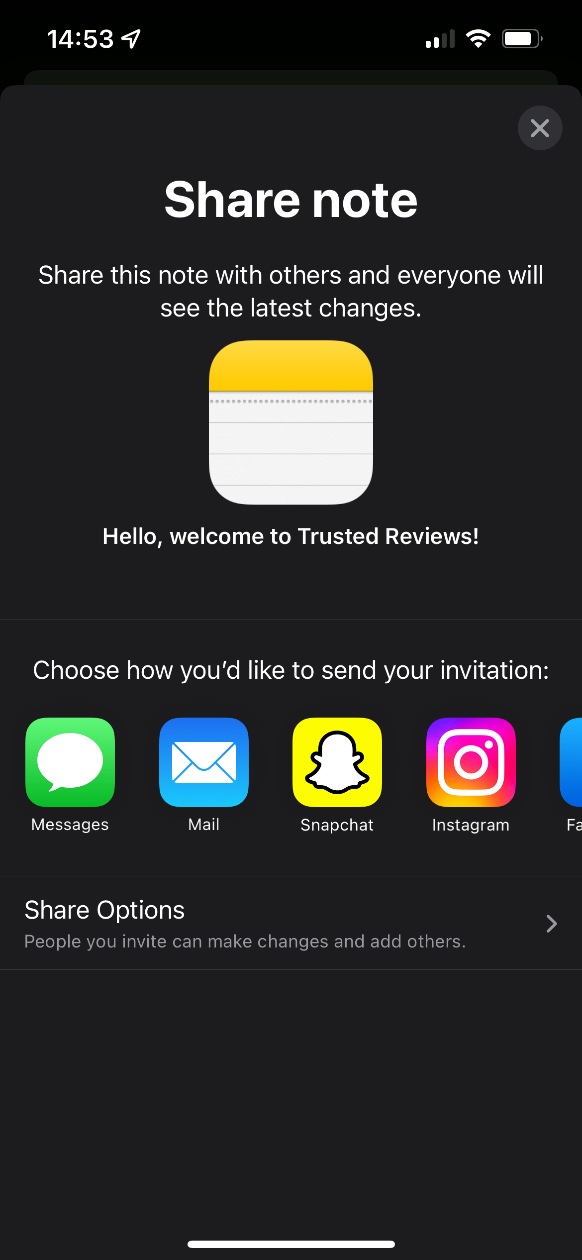 How to share notes on iPhone