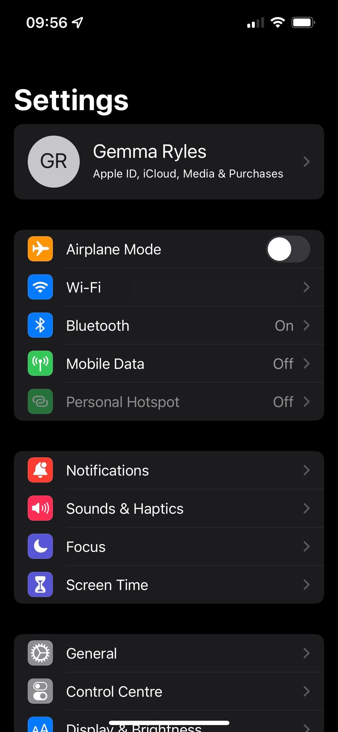 Settings app in iphone 