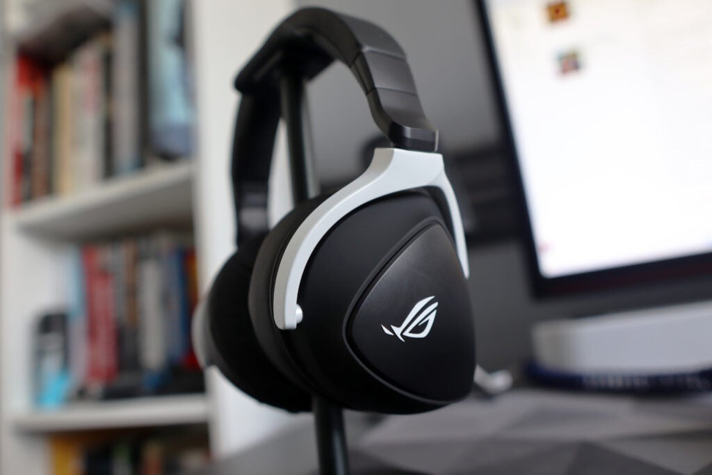 The Asus ROG Delta S Wireless on a stand