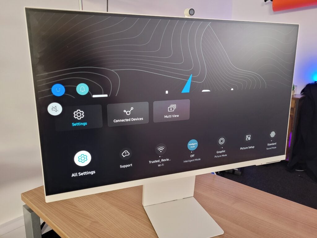 The settings bar on the Samsung M8 Smart Monitor