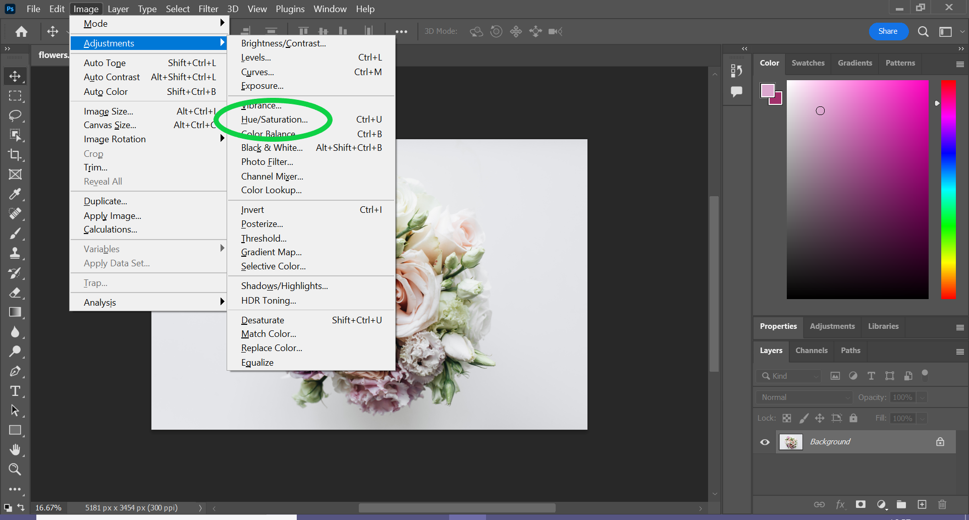 how to increase the saturation in photoshop