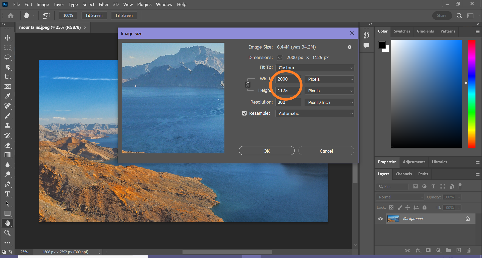 how to resize an image in photoshop