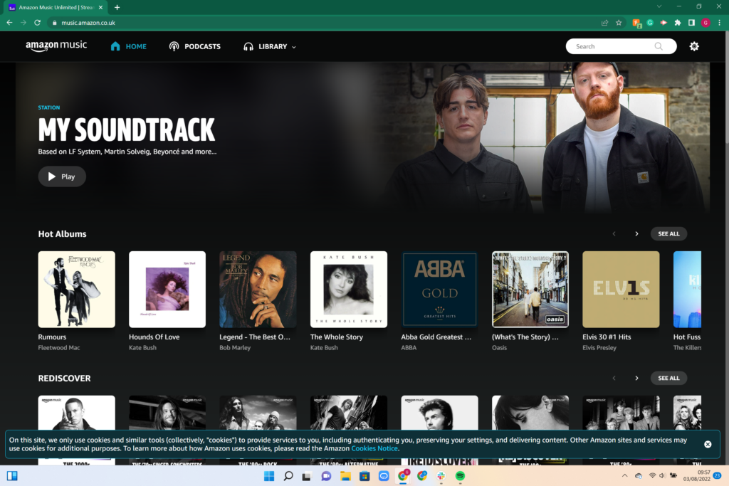 Amazon Music Unlimited homepage