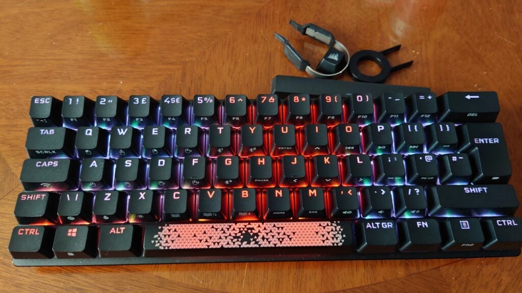 Corsair K70 Pro Mini Wireless viewed from above