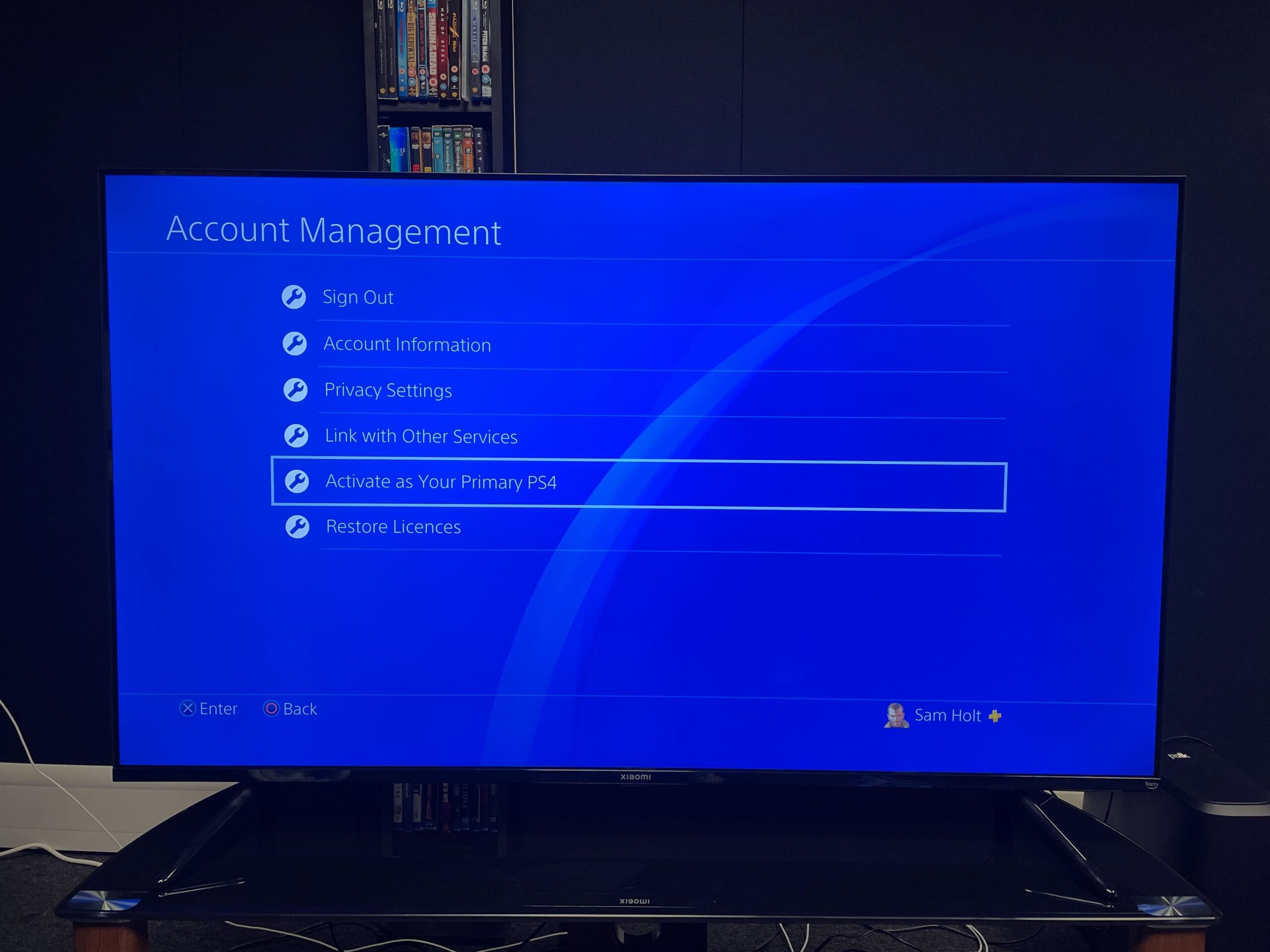 Account settings in pS4