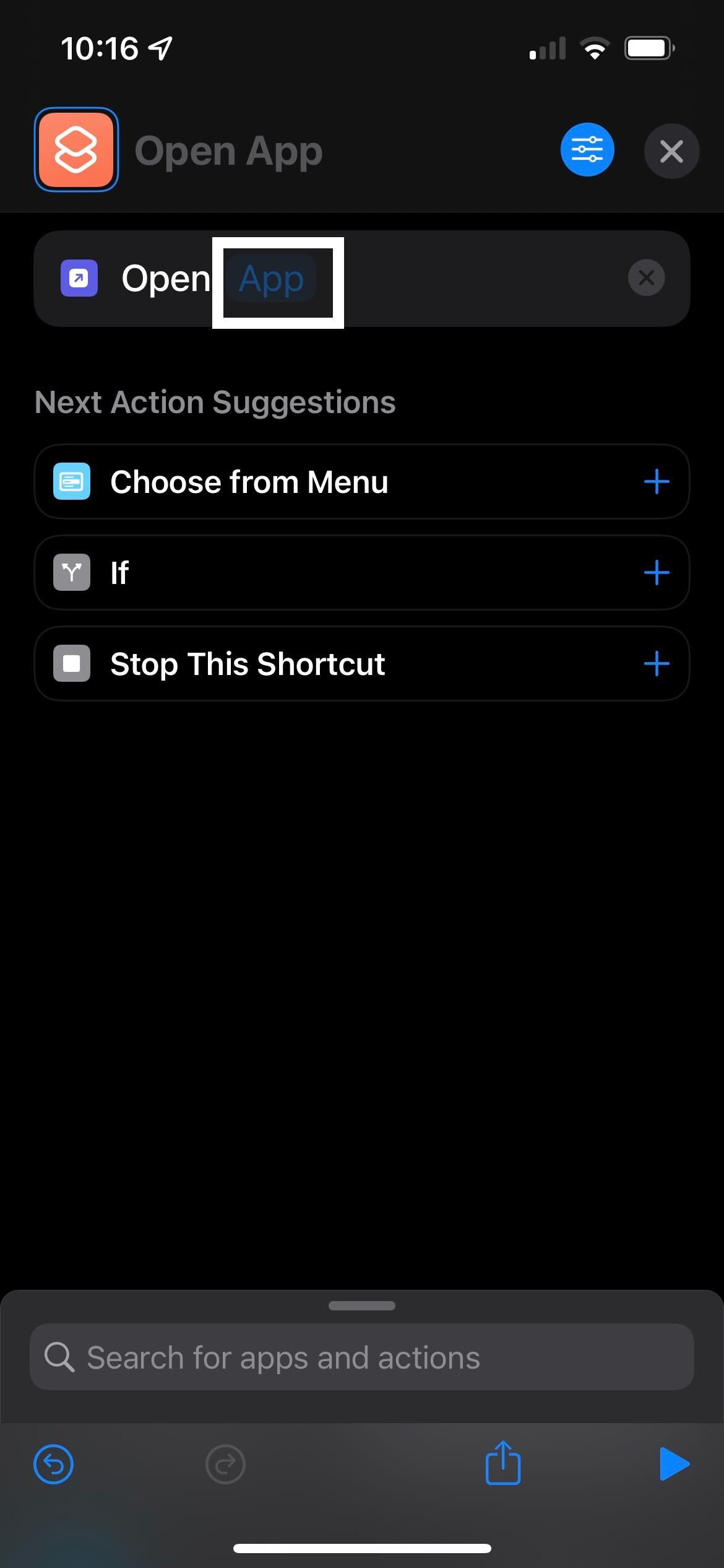 The faint App button on iOS