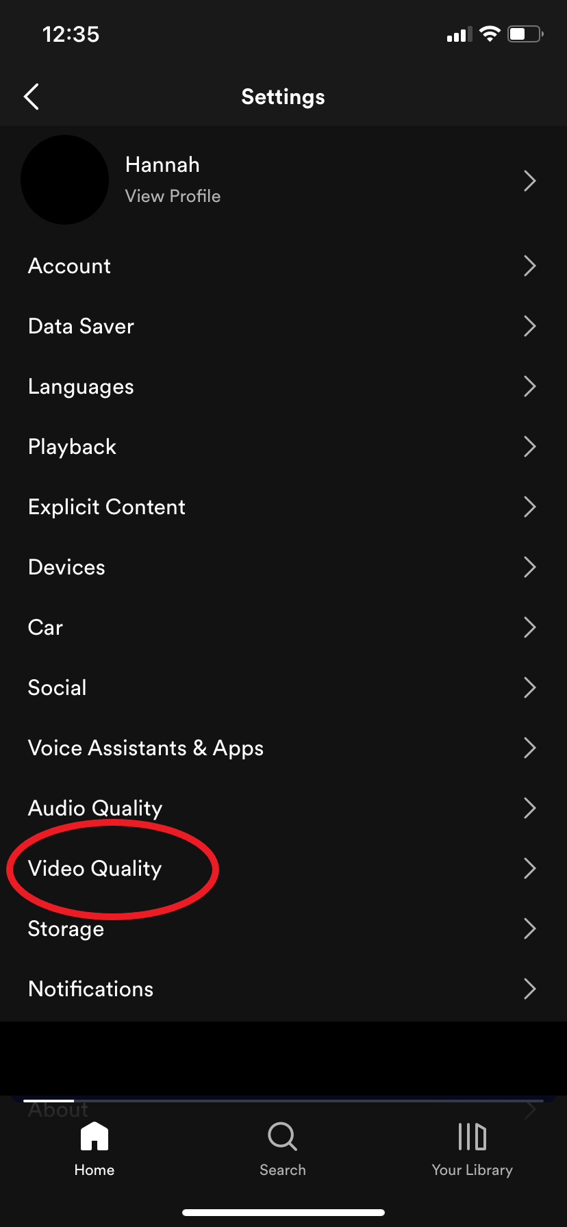 How to change video quality on Spotify
