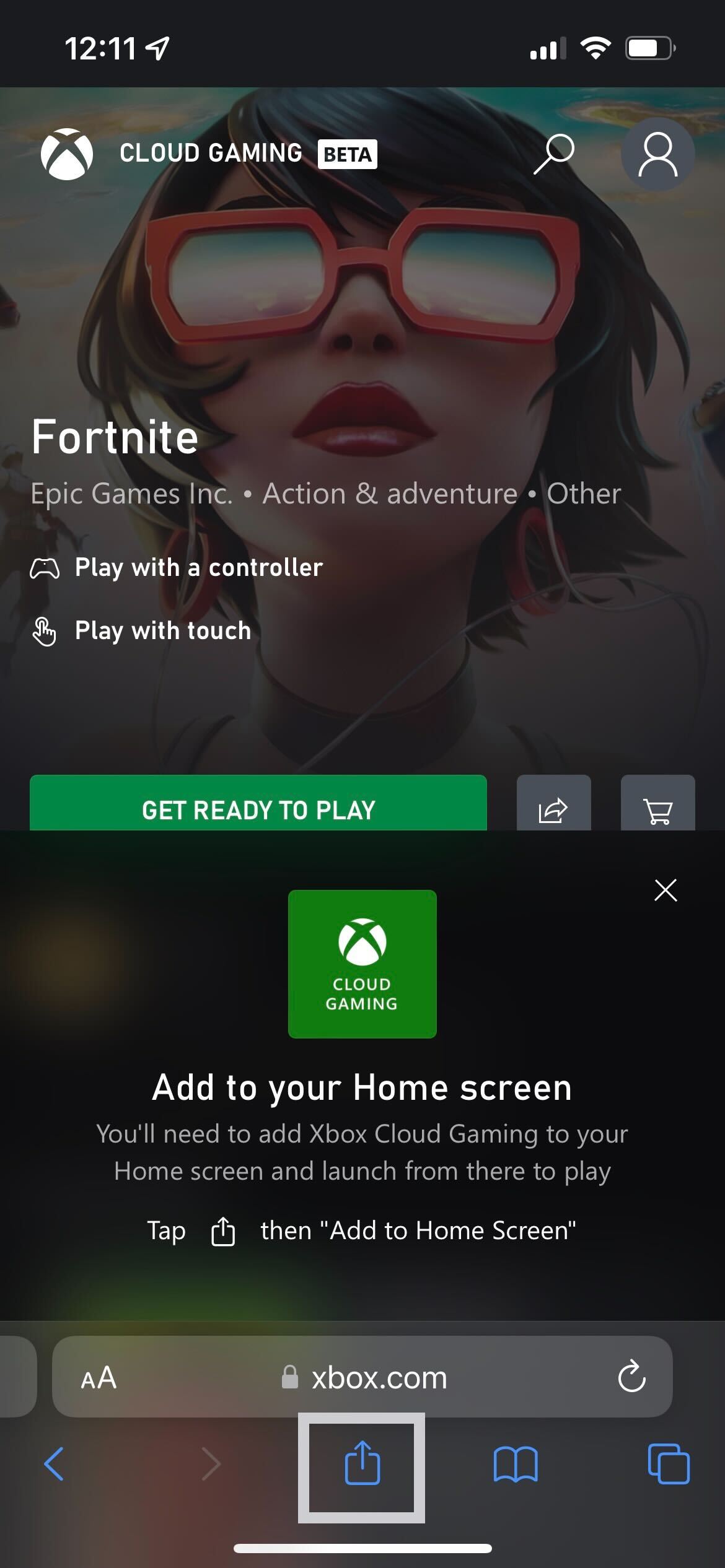 Adds xbox to home screen on iOS