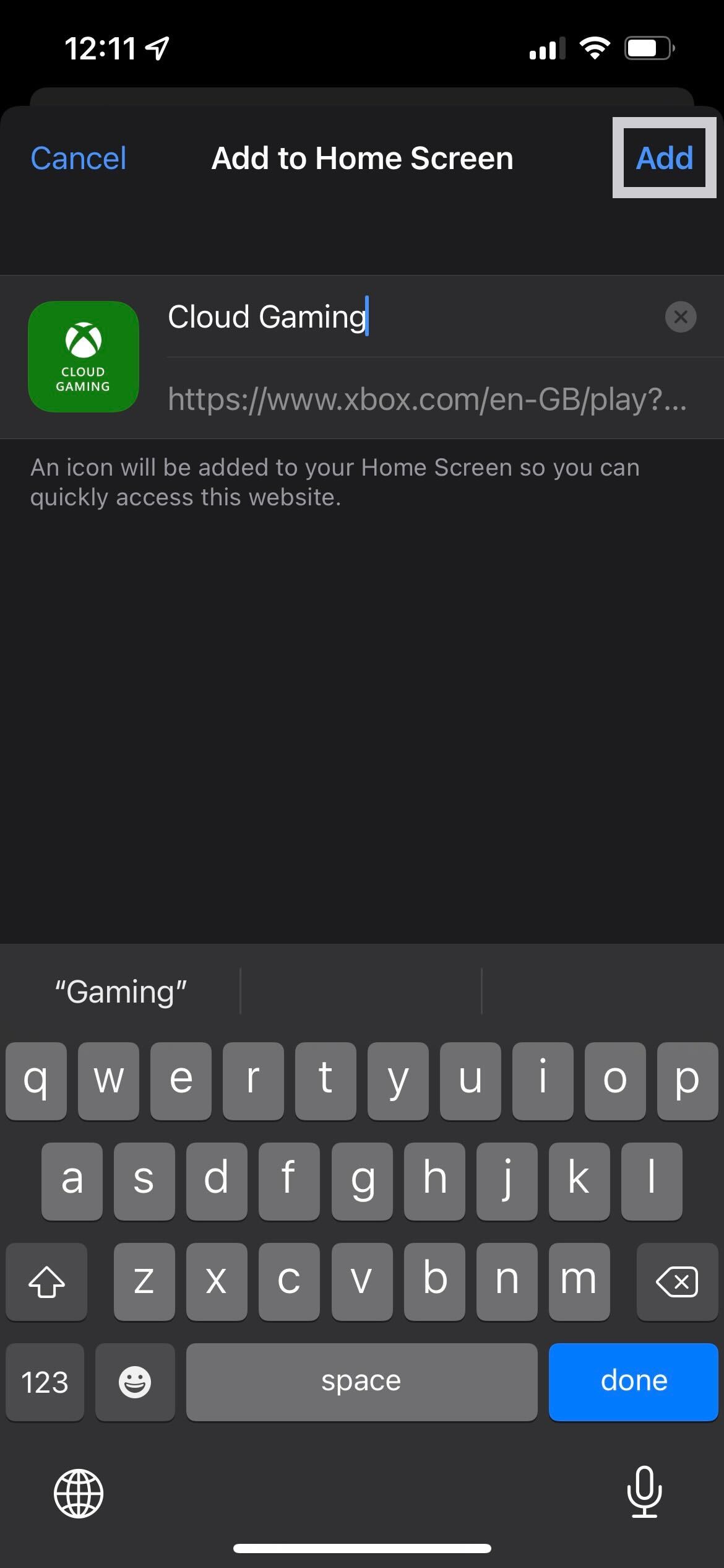 The new xbox webpage app in iOS