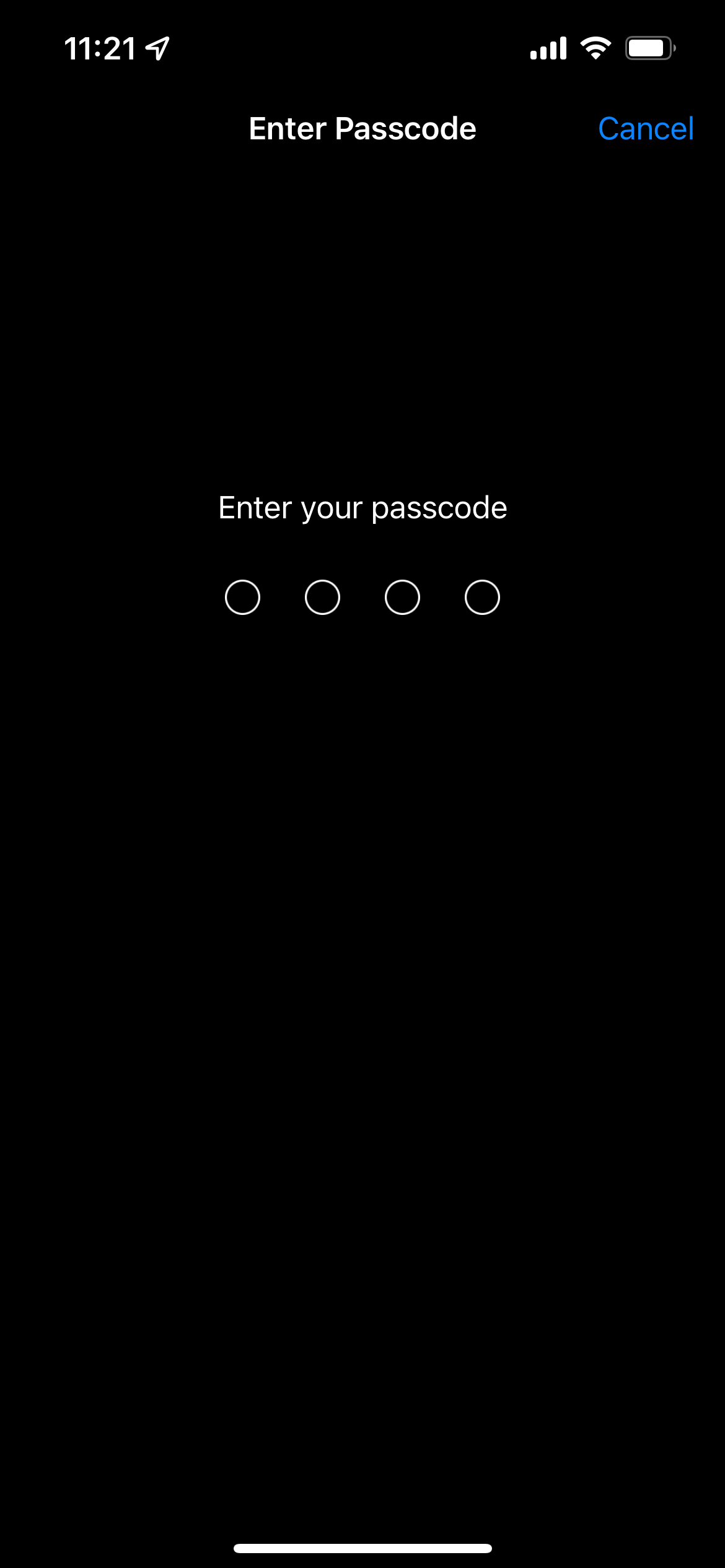 Enter passcode to access settings in iOS settings
