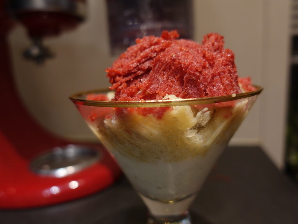 Layered Dessert made with the coarse blade of the KitchenAid Shave Ice Attachment