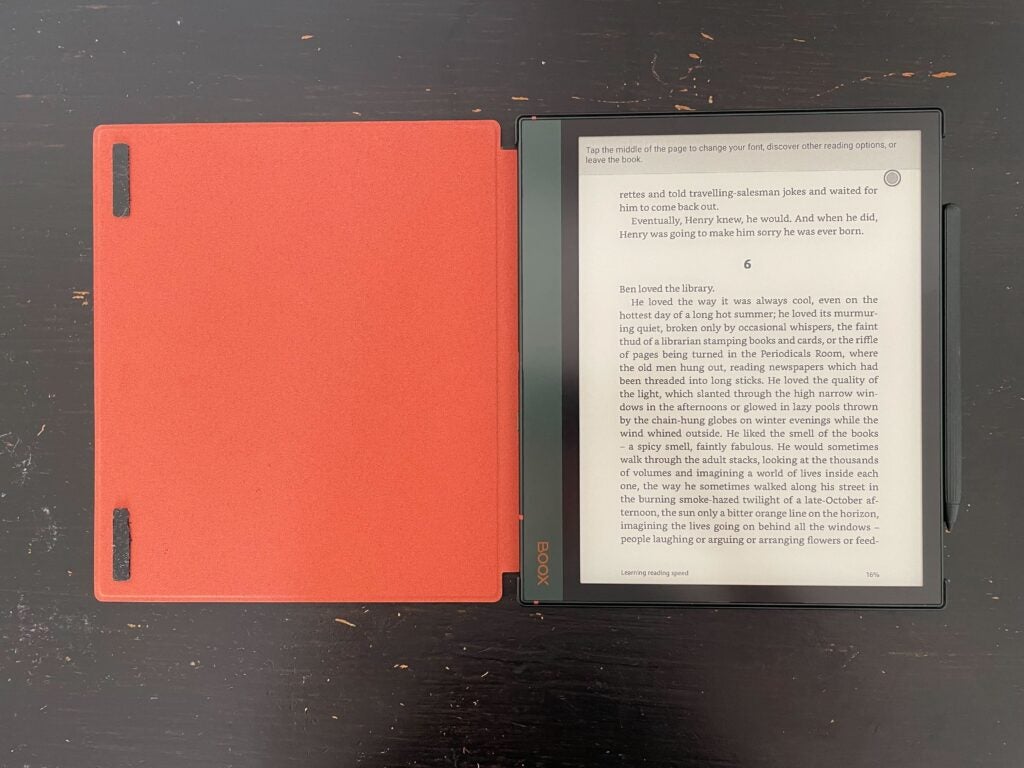 The IT book on the Note Air 2 Plus with an orange cover