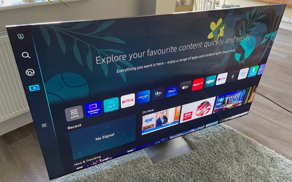 Samsung has moved to a full screen home page with its latest smart TV system.