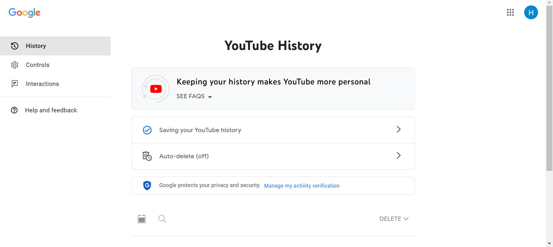 how to search your youtube history