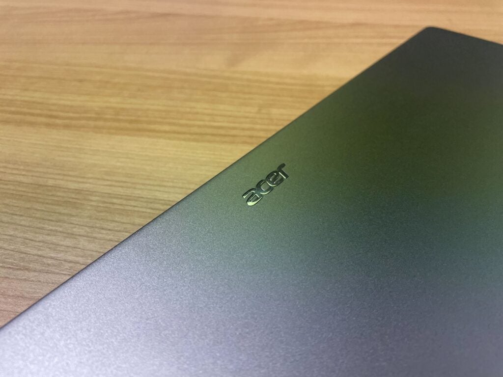 The Acer branding on the Swift X