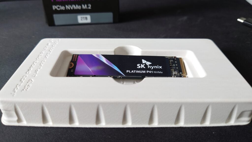 The SK Hynix Platinum P41 Gen 4.0 NVMe SSD in its box