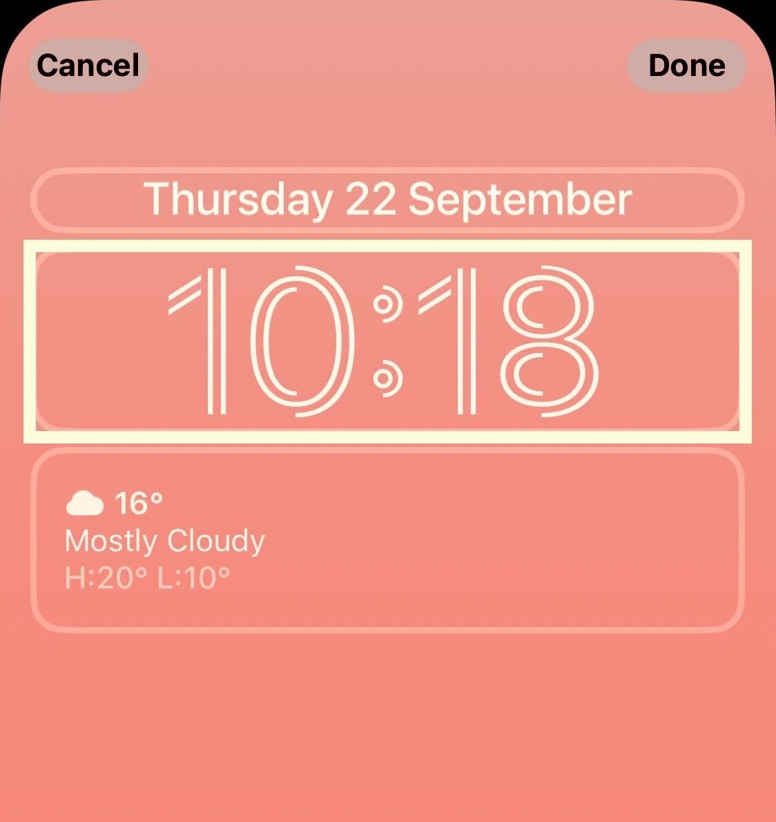 The clock on iOS 16