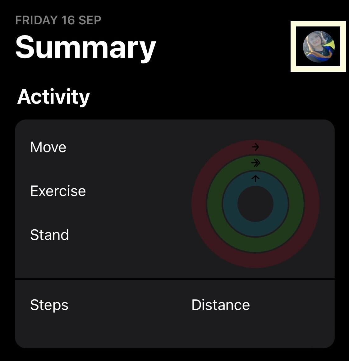 Profile picture in the fitness app