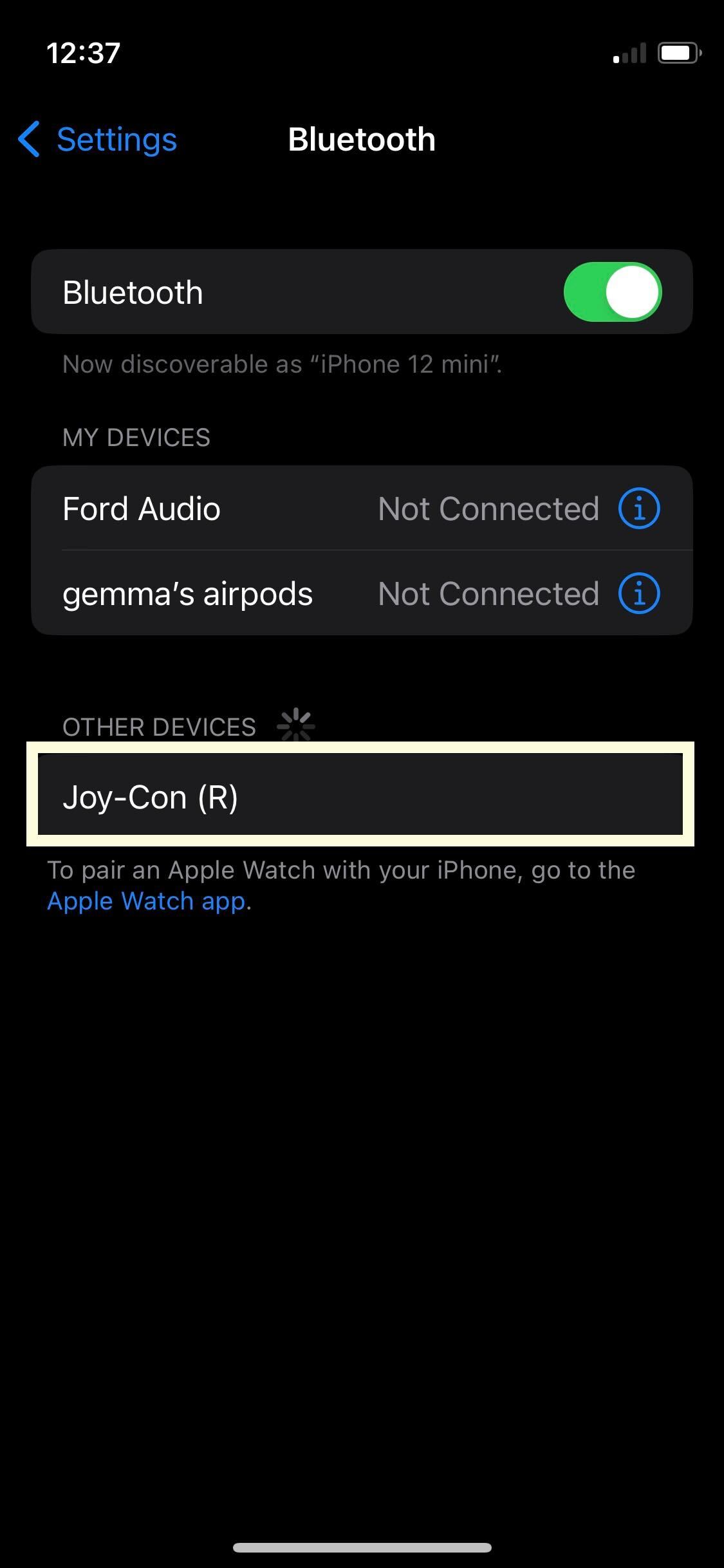Joy Con controller connection 