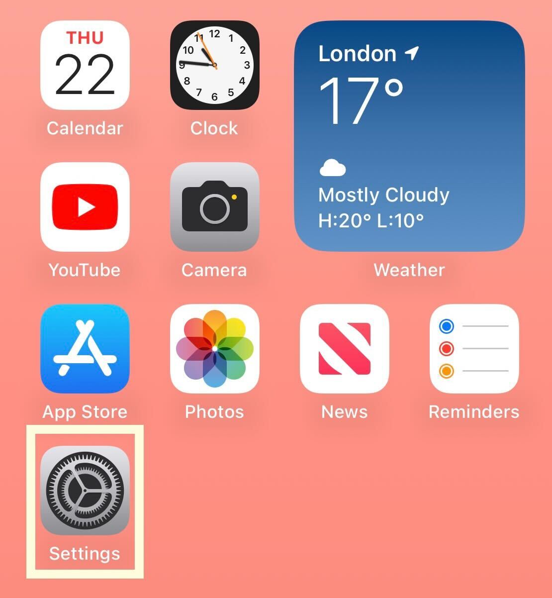 Settings on iOS 16 