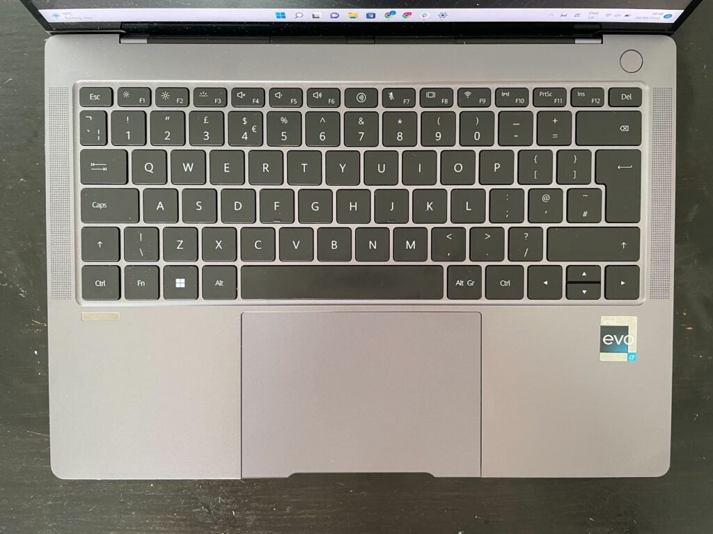The keyboard and touchpad on the MateBook X Pro 2022 12th gen