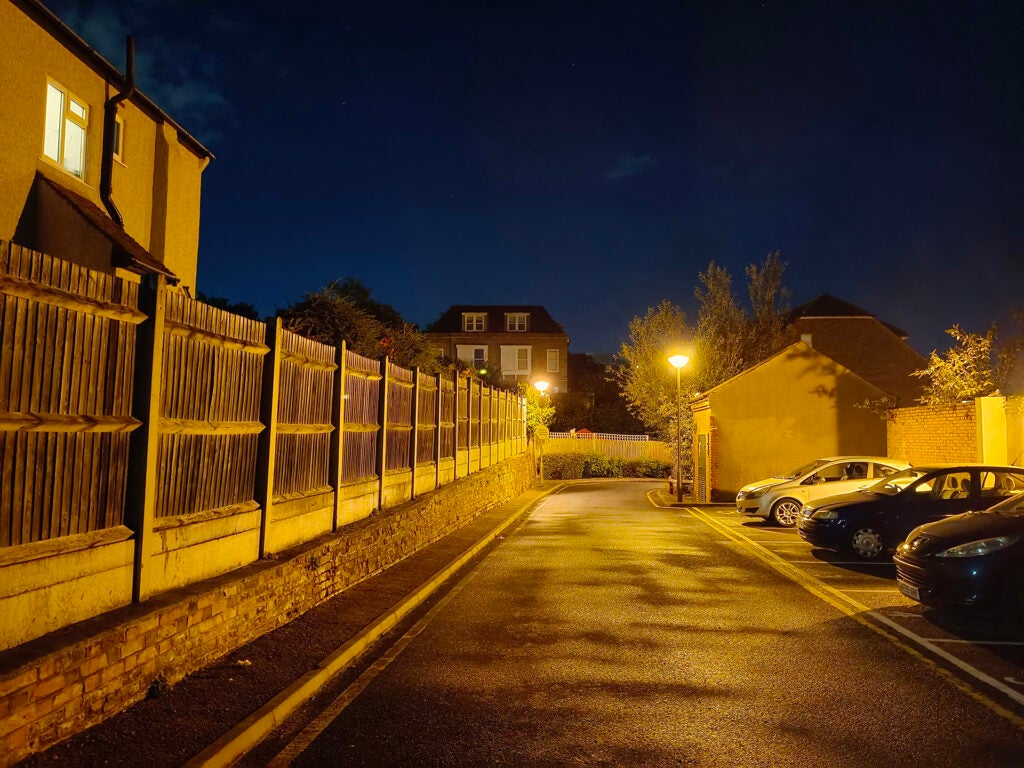 Nighttime photo showcasing Vivo V25 camera's low-light performance.