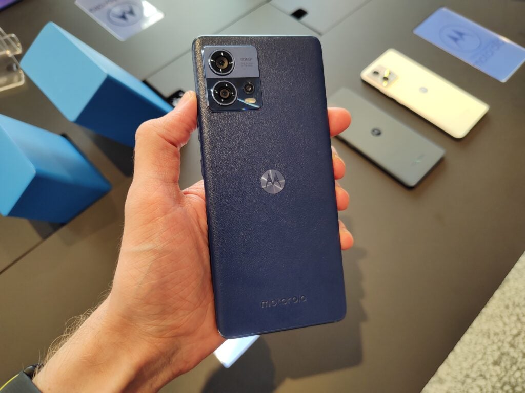 Задняя панель Motorola Edge 30 Fusion, синяя веганская кожа
