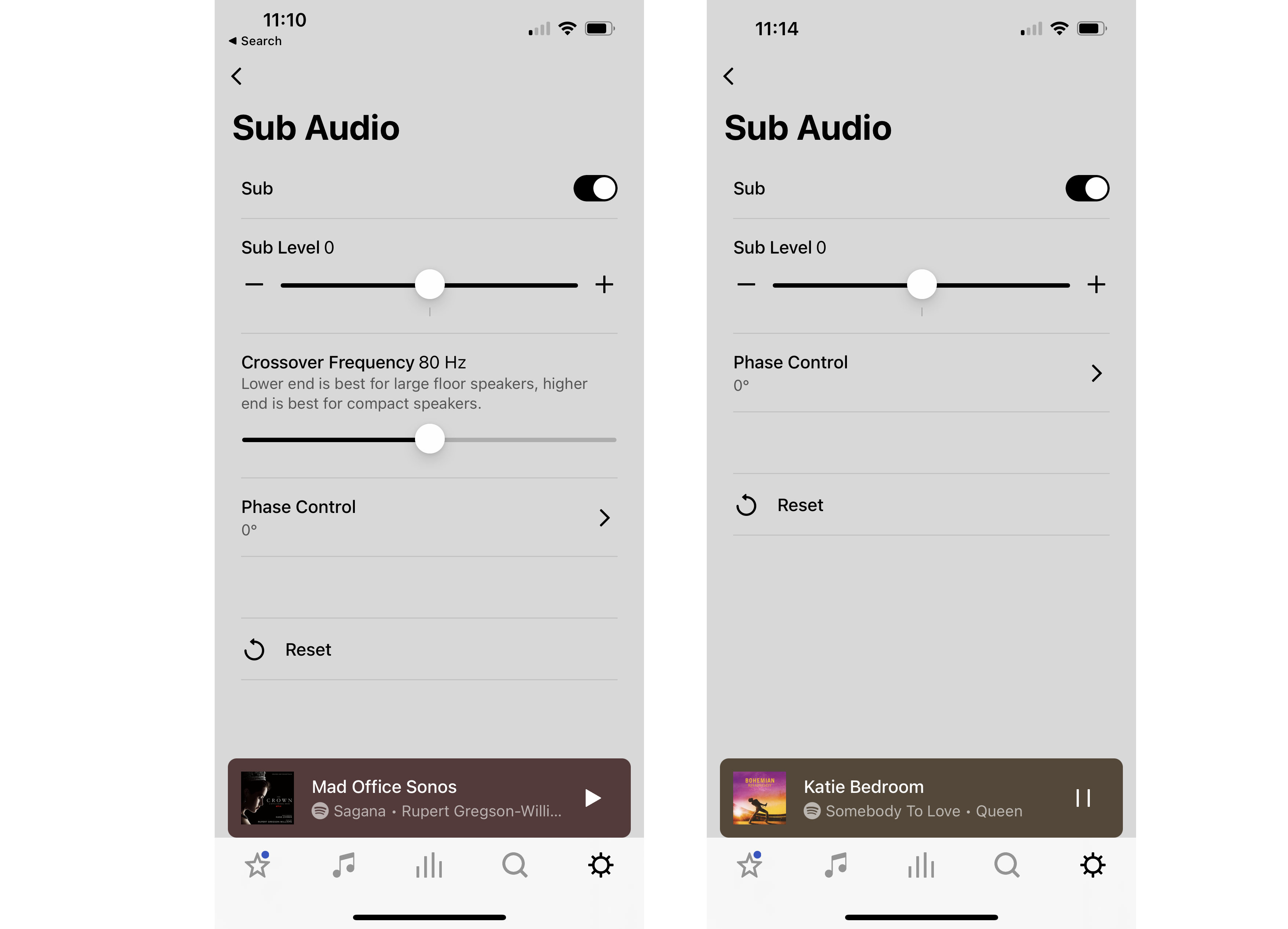 Sonos Sub Mini app customisation
