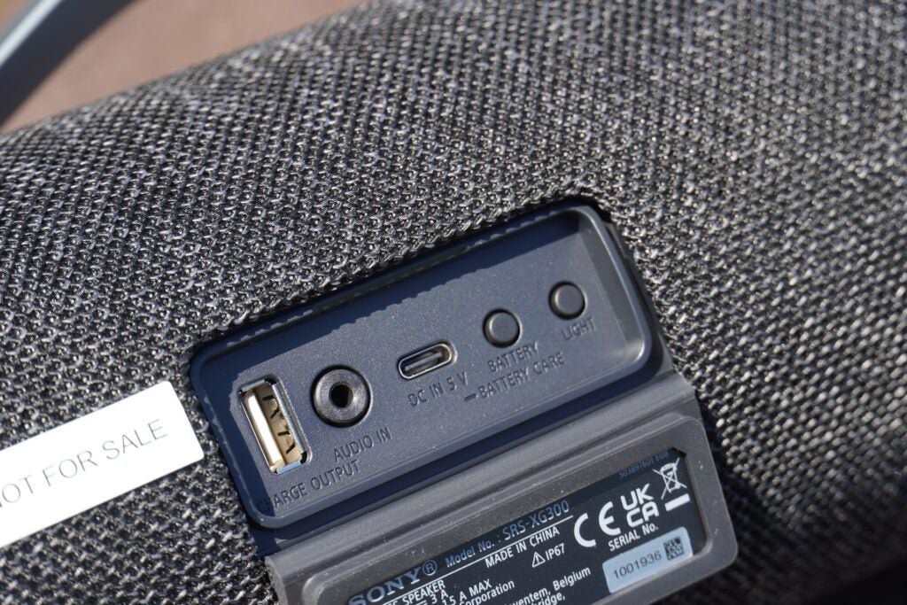 Sony SRS-XG300 rear flap USB connections