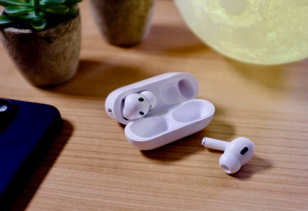 One AirPods Pro 2 out of the case
