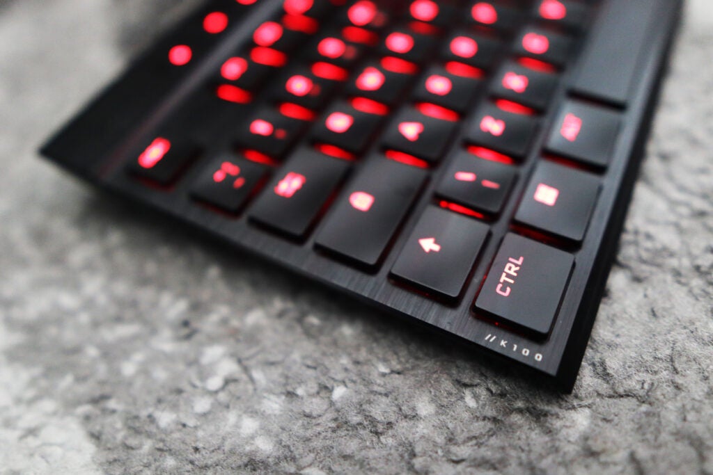 The left-hand side of the Corsair K100 Air Wireless