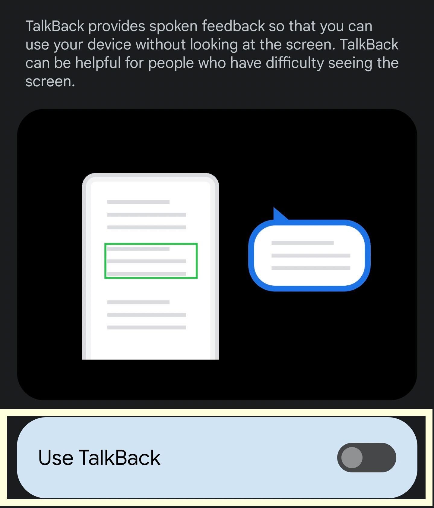 The TalkBack button