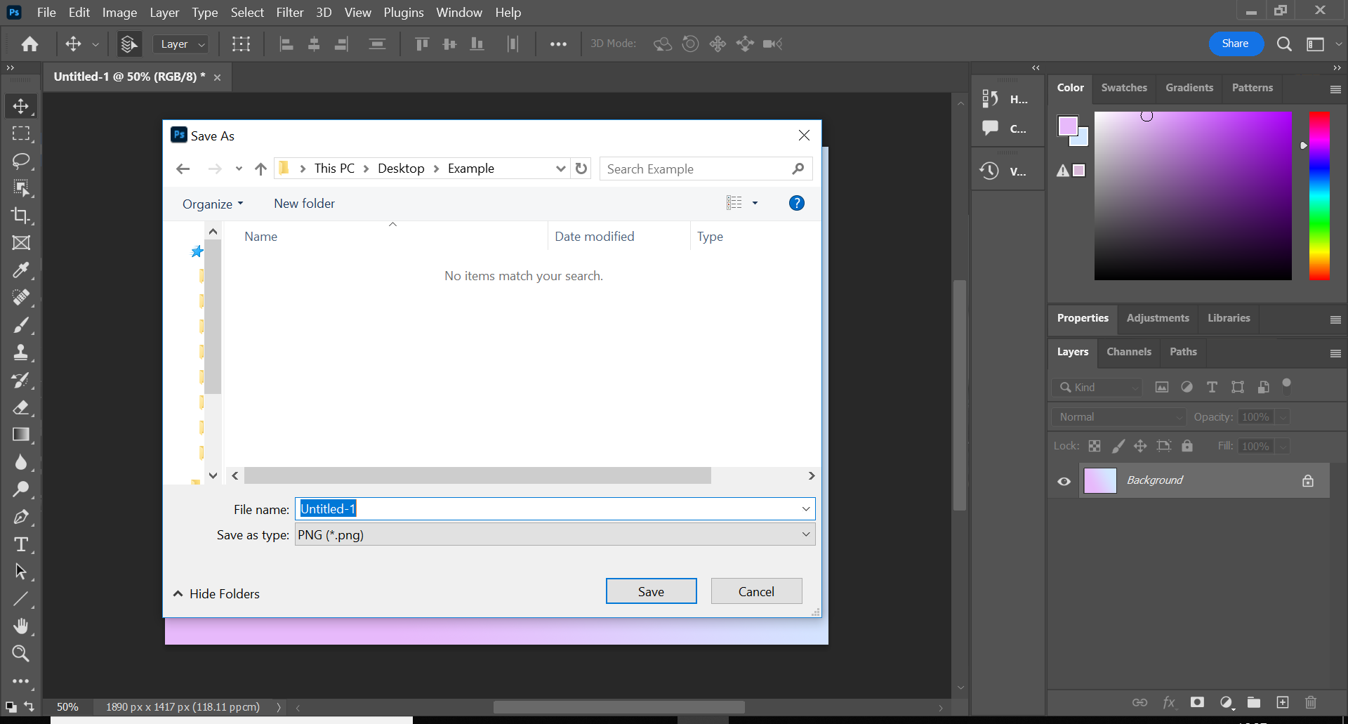 How to export a file as a PNG in Photoshop