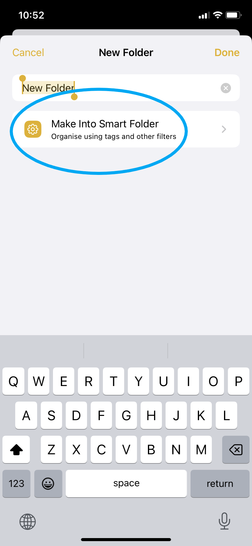 iOS Notes アプリでスマート フォルダーを使用する方法