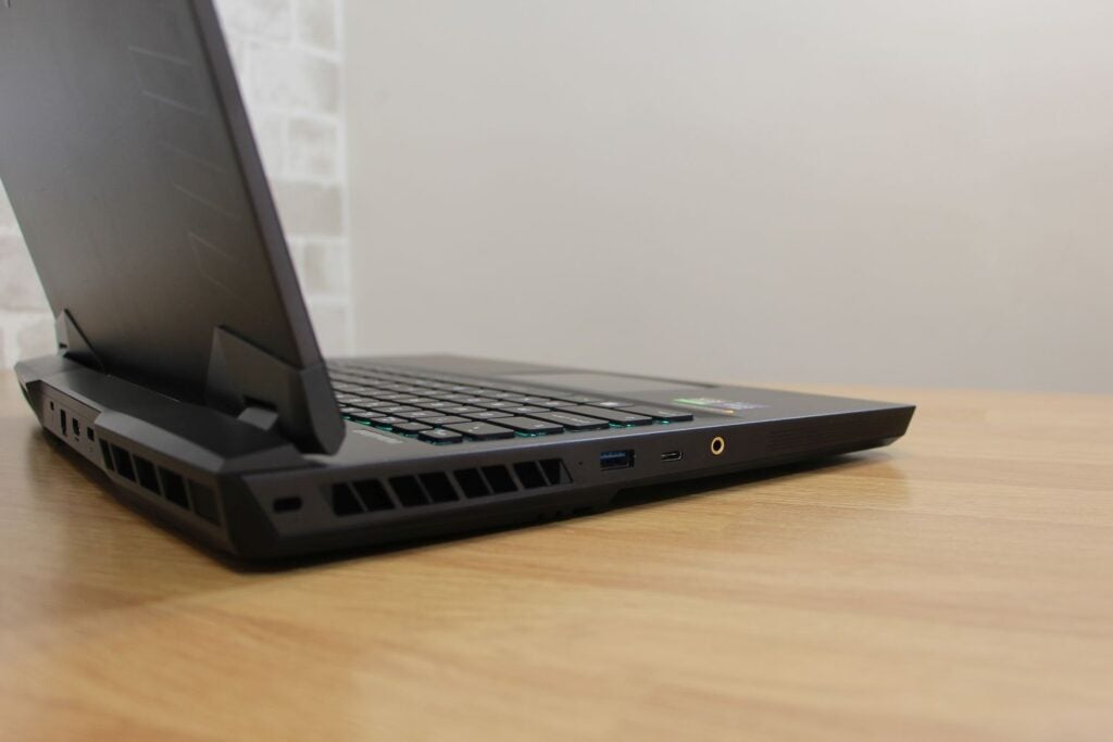 The ports on the right edge of the laptop