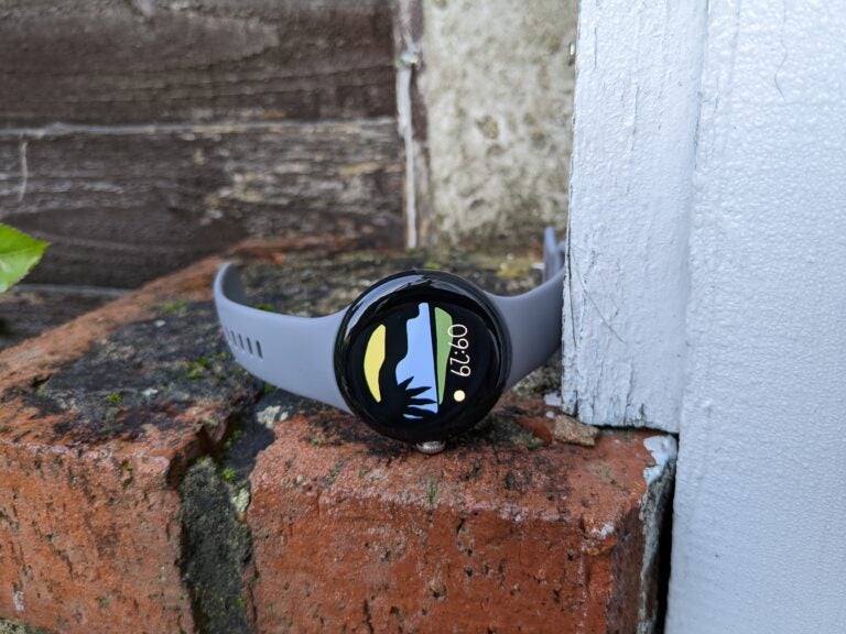 An image of the Pixel Watch on the side of a wall. Credit: Trusted Reviews