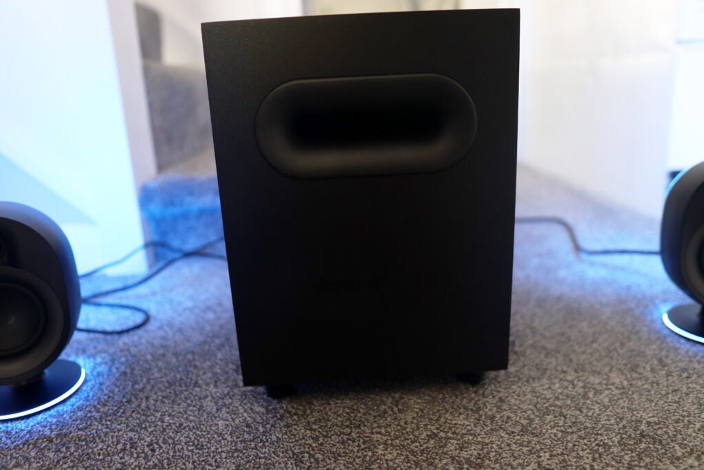 A view of the SteelSeries subwoofer