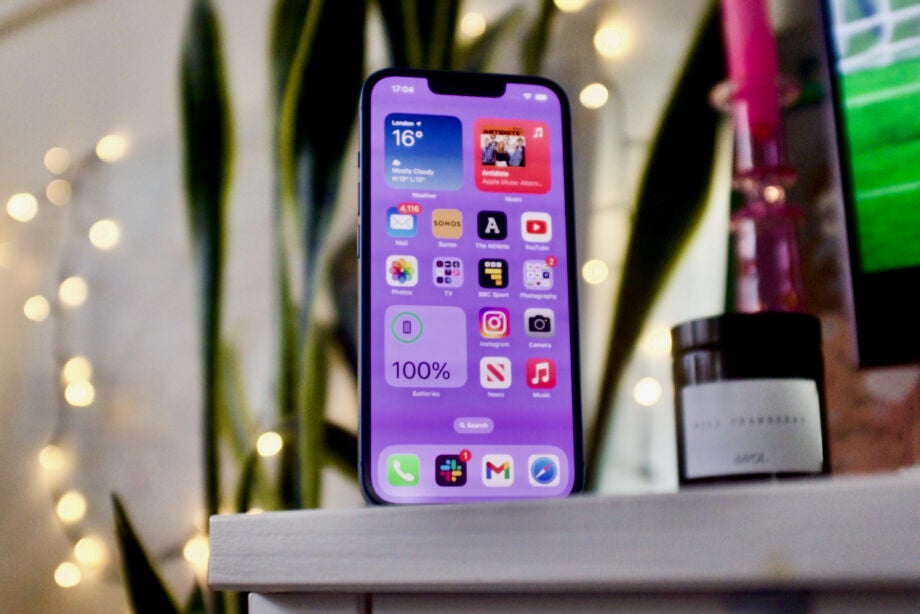 The 6.1-inch OLED screen on the iPhone 14