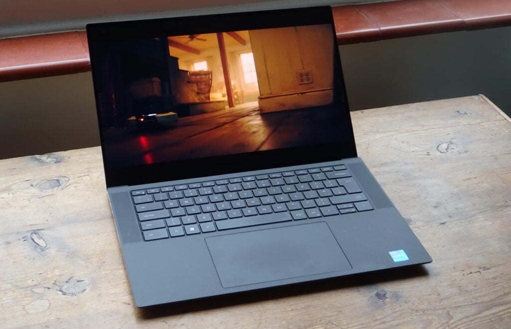 The Dell XPS 15 displaying an image from streaming content