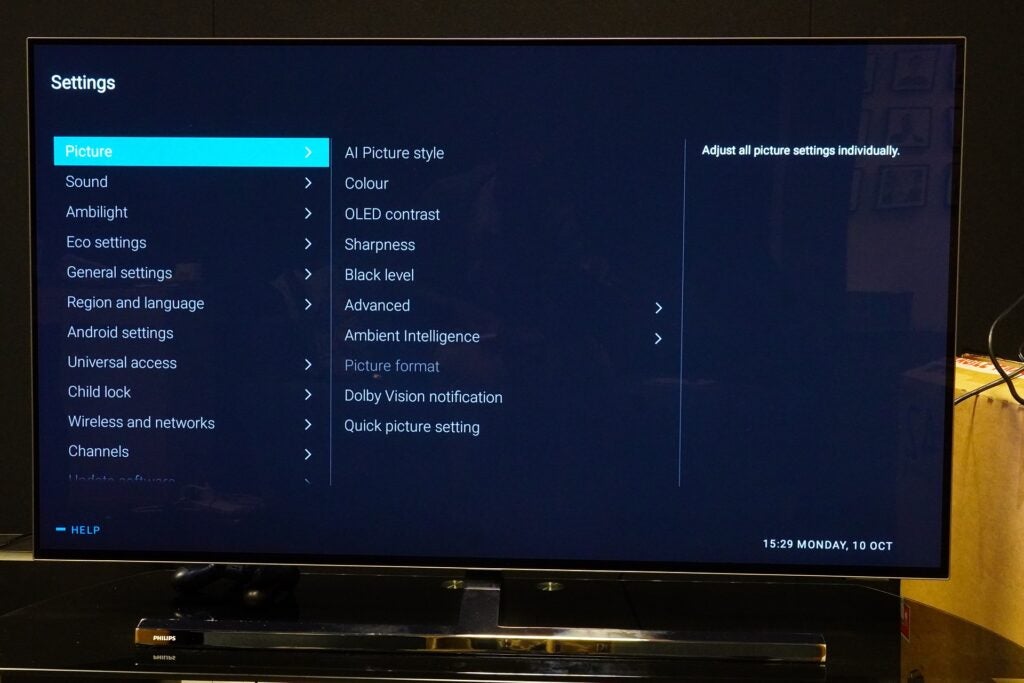 Philips 48OLED807 menu settings