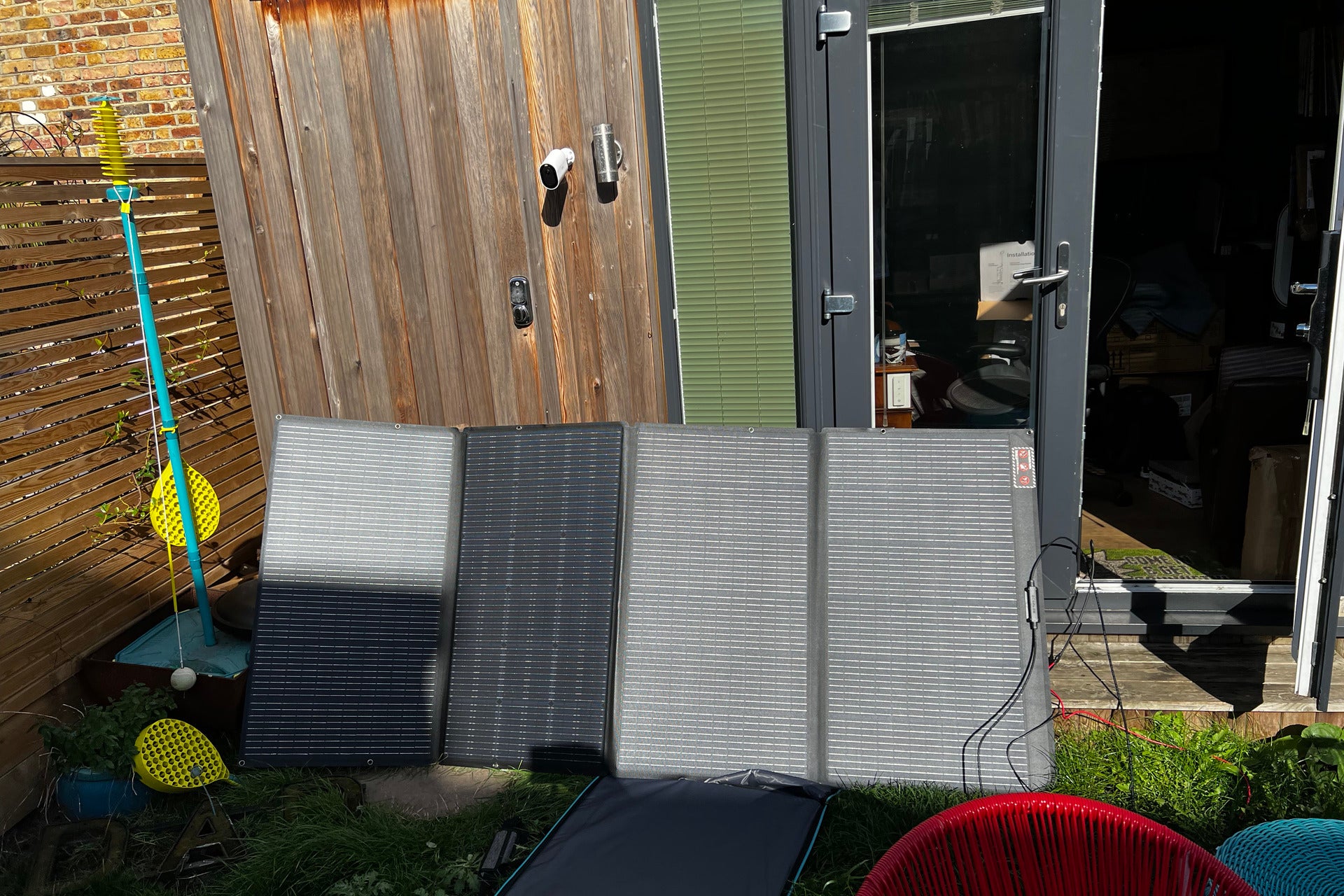 The EcoFlow Delta 2 solar panels in use