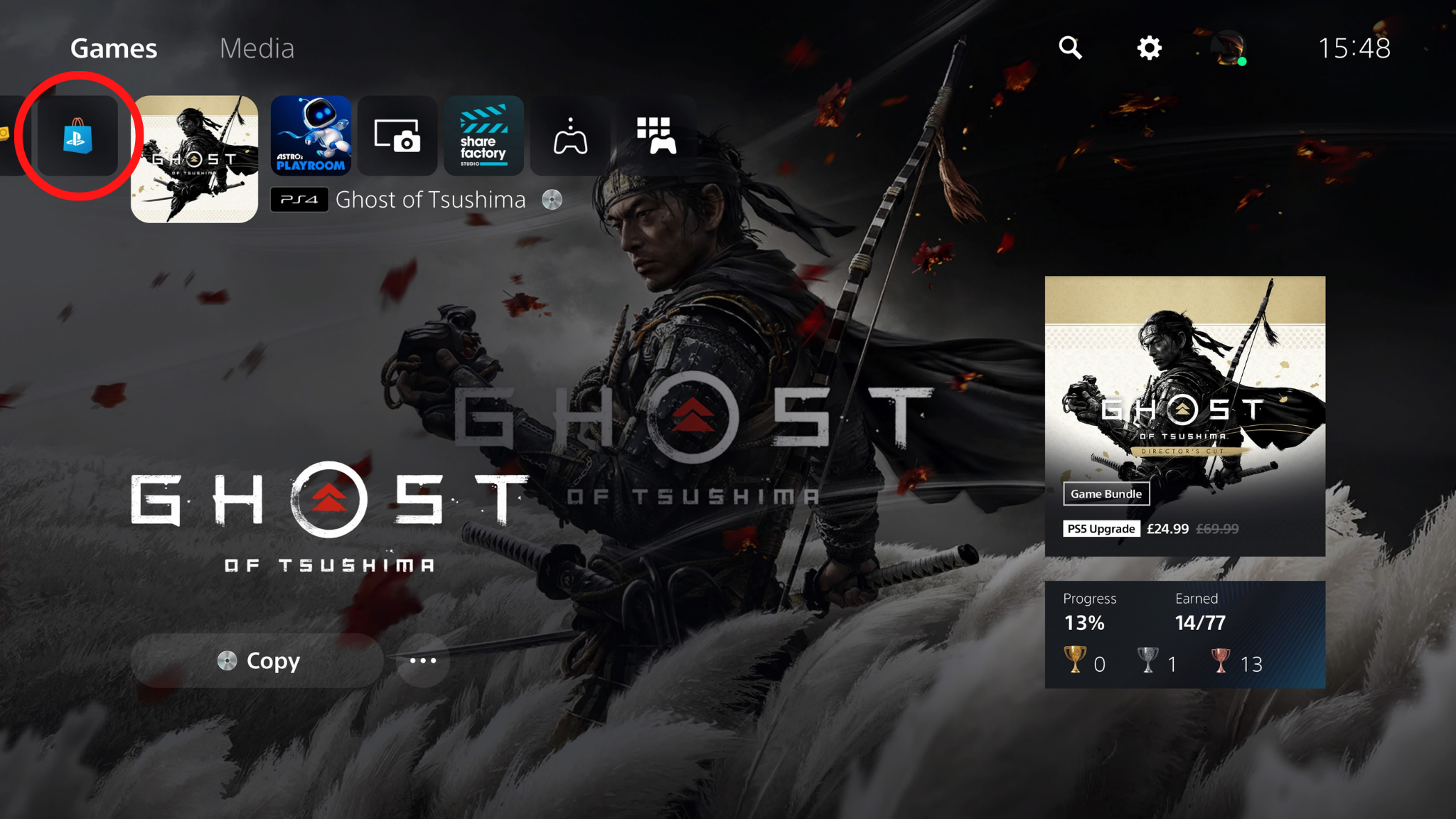 Find the PlayStations store on your PS5 home screen